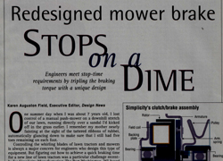 Design News: Redesigned Mower Brake Stops On A Dime