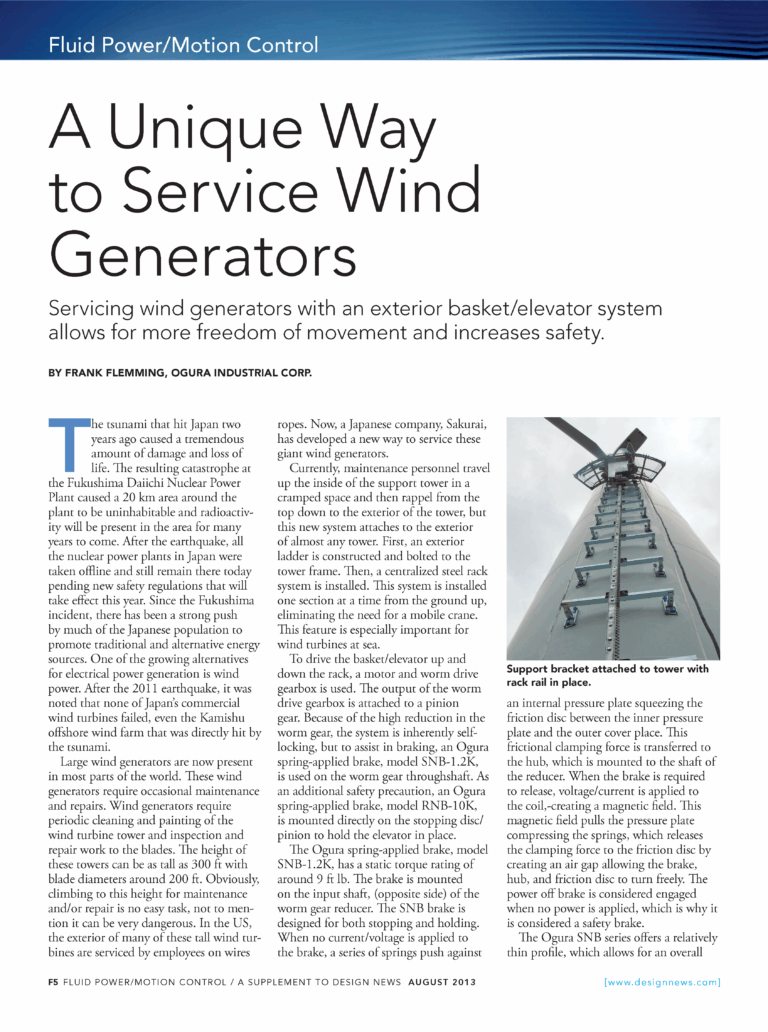 Design News:  A Unique Way to Service Wind Generators