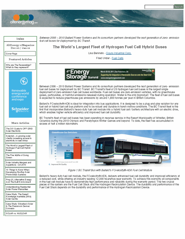 Altenergymag.com: Ogura Hydrogen Pump Helps Power The World`s Largest Fleet of Hydrogen Fuel Cell Hybrid Buses